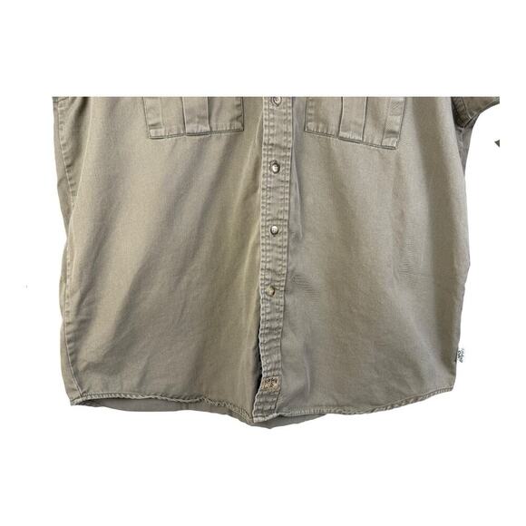 Vintage 90s Rainforest Cafe Cotton Men’s Medium Brown Canvas Button Down Shirt - Picture 3 of 16